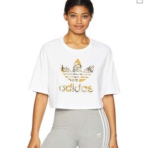 Adidas white cropped tee